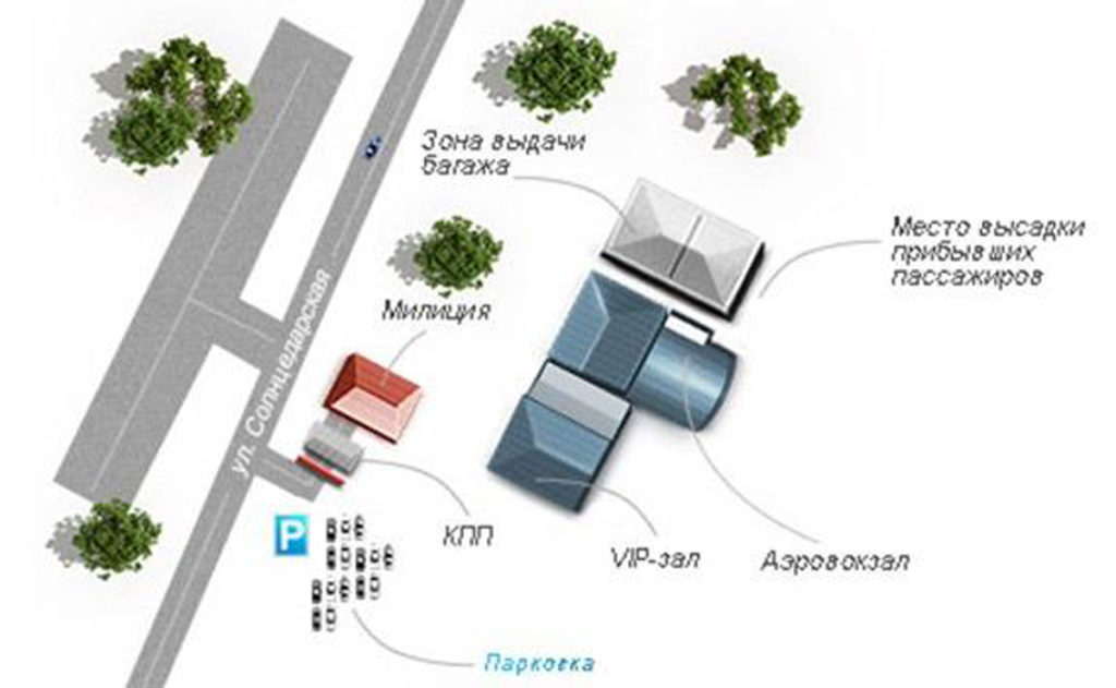 Расположение парковки в аэропорту Геленджик